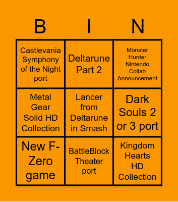 Switch Wants Bingo Card