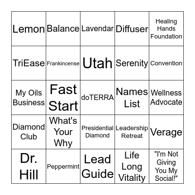 Let's Play doTERRA Bingo!!!! Bingo Card