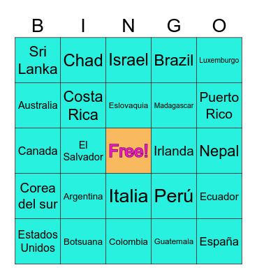 Viajando por todo el mundo Bingo Card