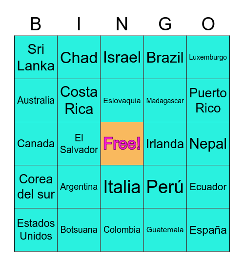 Viajando por todo el mundo Bingo Card