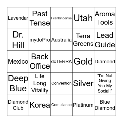 Let's Play doTERRA Bingo!!!! Bingo Card