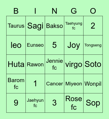 Ijoy Bingo Card