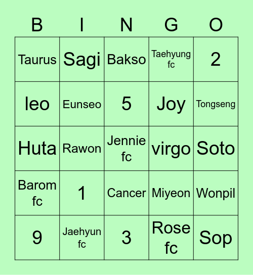 Ijoy Bingo Card