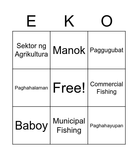 SEKTOR NG AGRIKULTURA Bingo Card