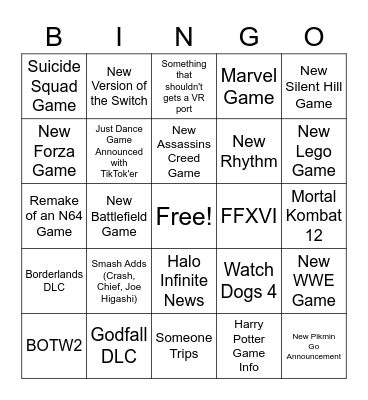 Tom's E3 Bingo Card