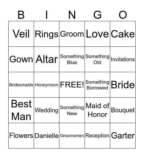 Michael & Danielle Bingo Card