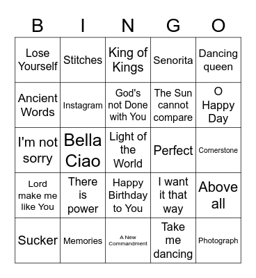 Musical Bingo Card