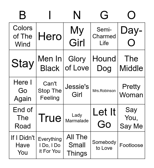 Music Bingo: From the Movies Bingo Card