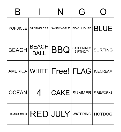 4TH OF JULY Bingo Card