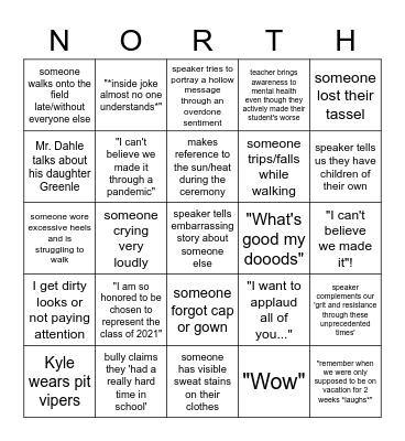 Graduation At 2 PM Bingo Card