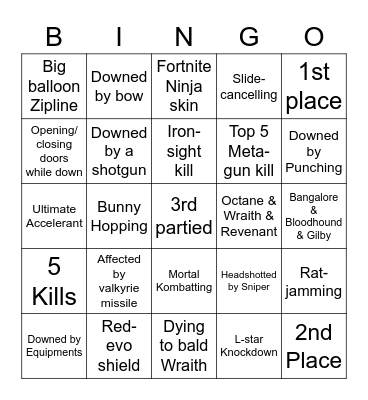 Apex Bingo Card