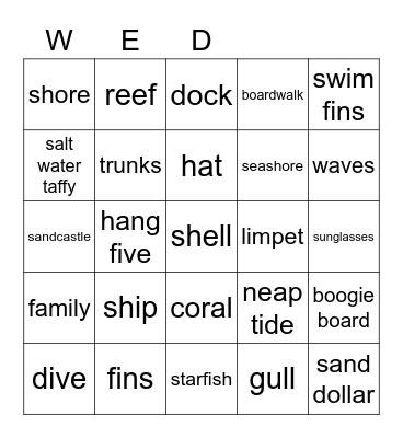 BEACH FUN Bingo Card