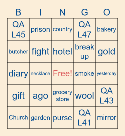 Let's warm up! Bingo Card