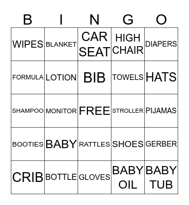Baby Bingo Card