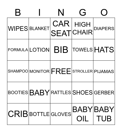 Baby Bingo Card