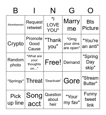 Spring Day's DMs Bingo Card