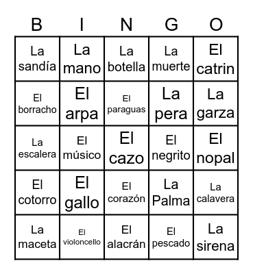 Lotería Mexicana Bingo Card