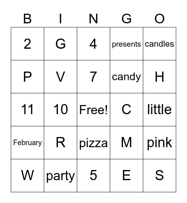 Cassidy's 8 Birthday!! Bingo Card