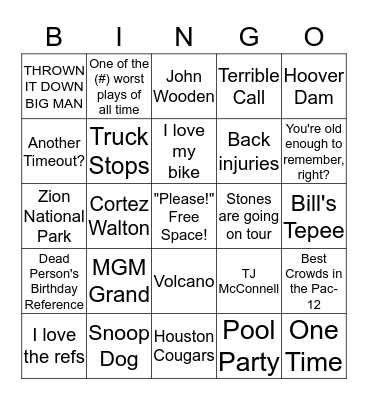 Bill Walton Bingo Card