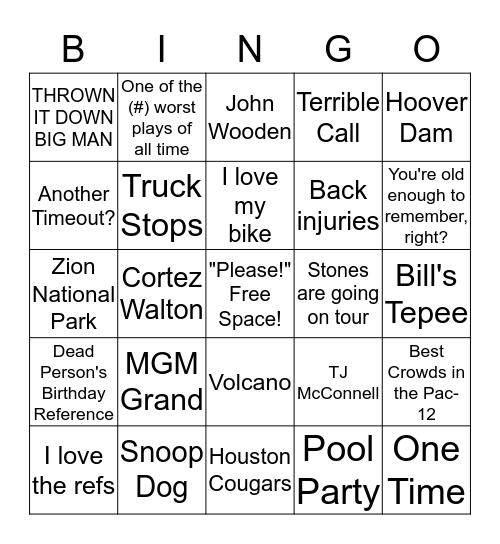 Bill Walton Bingo Card