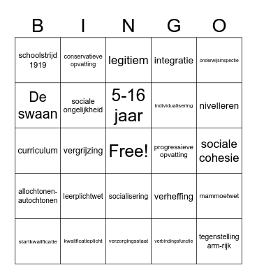 school verplicht! Bingo Card
