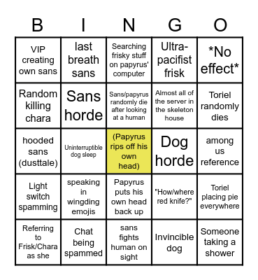 THE UNDERGROUND RP Bingo Card