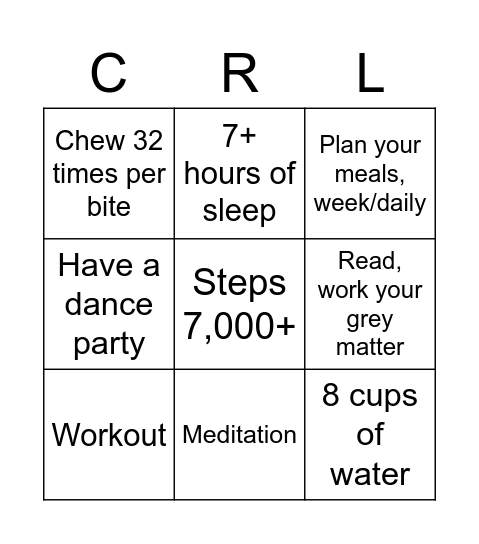 Health Coach Bingo! Bingo Card