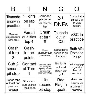 Azerbaijan Race Day! Bingo Card