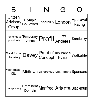Boston 2024! Bingo Card
