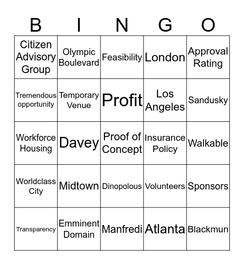 Boston 2024! Bingo Card
