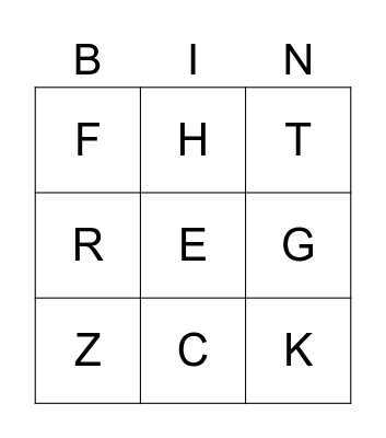 Letter Sounds Bingo Card