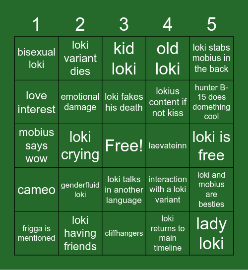 Loki bingo Card