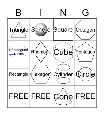 2-D and 3-D Shapes Bingo Card