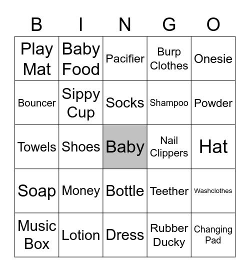 Baby Shower Present Bingo Card