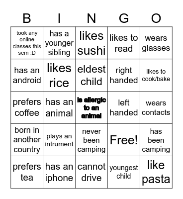 FIMRC Bingo ! Bingo Card