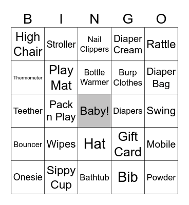 Baby Shower Present Bingo Card