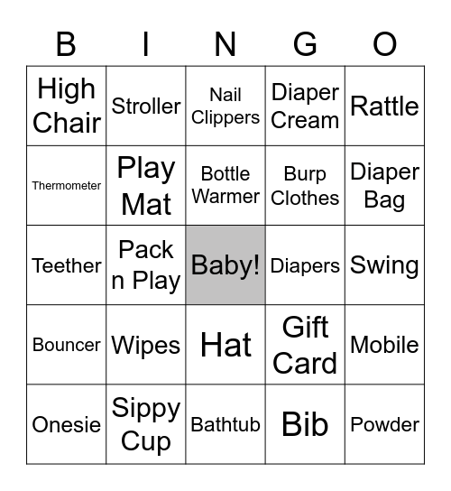 Baby Shower Present Bingo Card