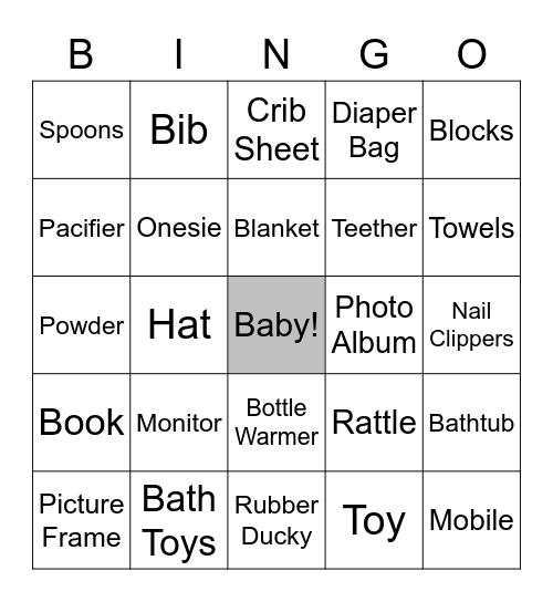 Baby Shower Present Bingo Card