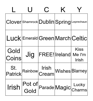 St. Patrick's Day BINGO Card