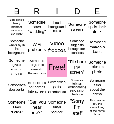 Bridal Shower Bingo Card