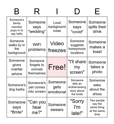 Bridal Shower Bingo Card