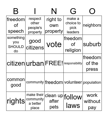 Community Bingo Card