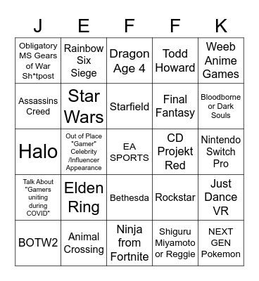 E3 2021 For The Bois Bingo Card