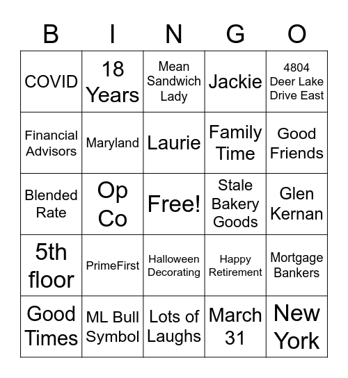 Larry's Retirement BBQ BINGO Card