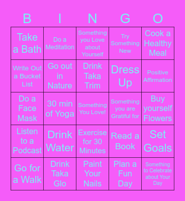 Self Care Bingo Card