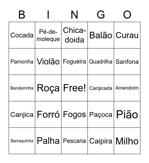 Festa Junina Bingo Card