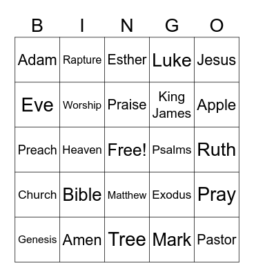 Bible Bingo Card