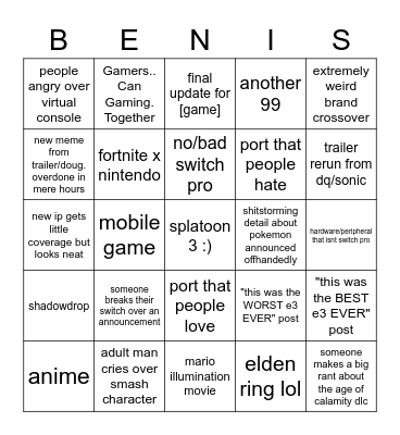cmon reggie give us mother 3 Bingo Card