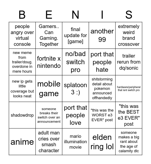 cmon reggie give us mother 3 Bingo Card