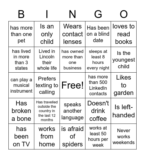 WISB Bingo Card